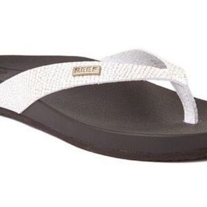 Reef Women's Sandals with White Strap and Brown Sole
